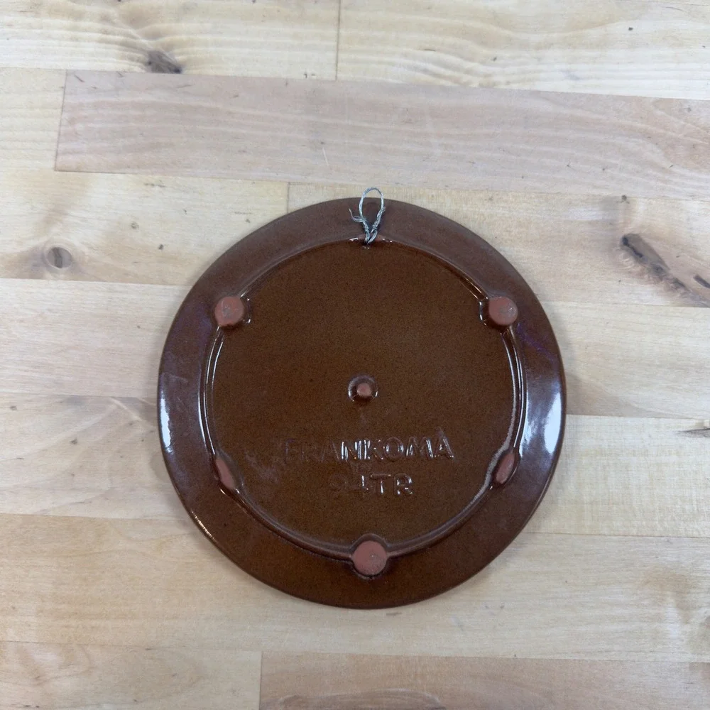 Frankoma Pottery 94TR Rooster Trivet Wall Hanging Brown Glaze Vintage 6.25 inch